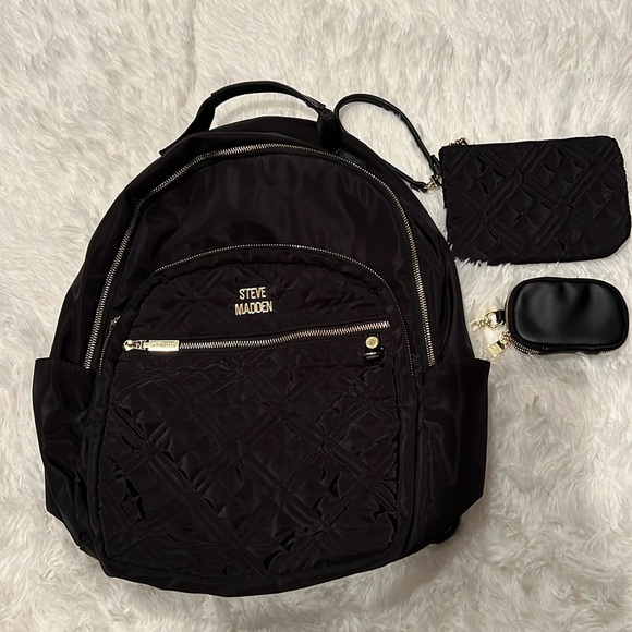 Steve Madden Large Nylon Backpack with 2 Accessory Pouches - Picture 1 of 5